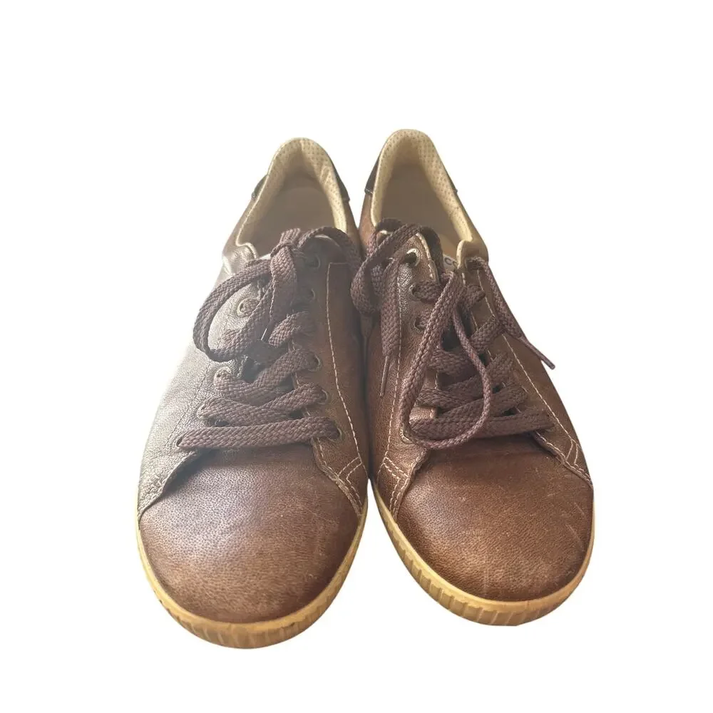 Ecco Golf Shoes Men's 7 40 Brown Leather Low Top Athletic Spikeless Sneakers z1